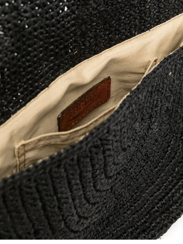 Medium black raffia shoulder bag