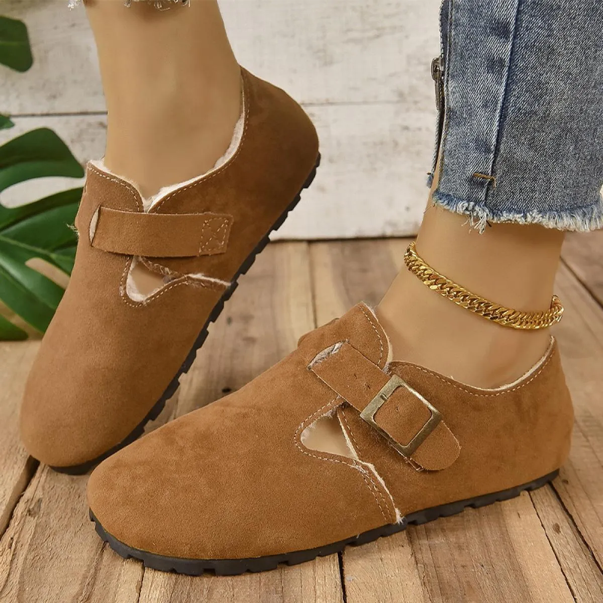 Mocassini in pelle scamosciata Scarpe da donna Stivaletti in pelliccia Stivaletti da neve Casual 2023 Nuovi stivali Chelsea cald