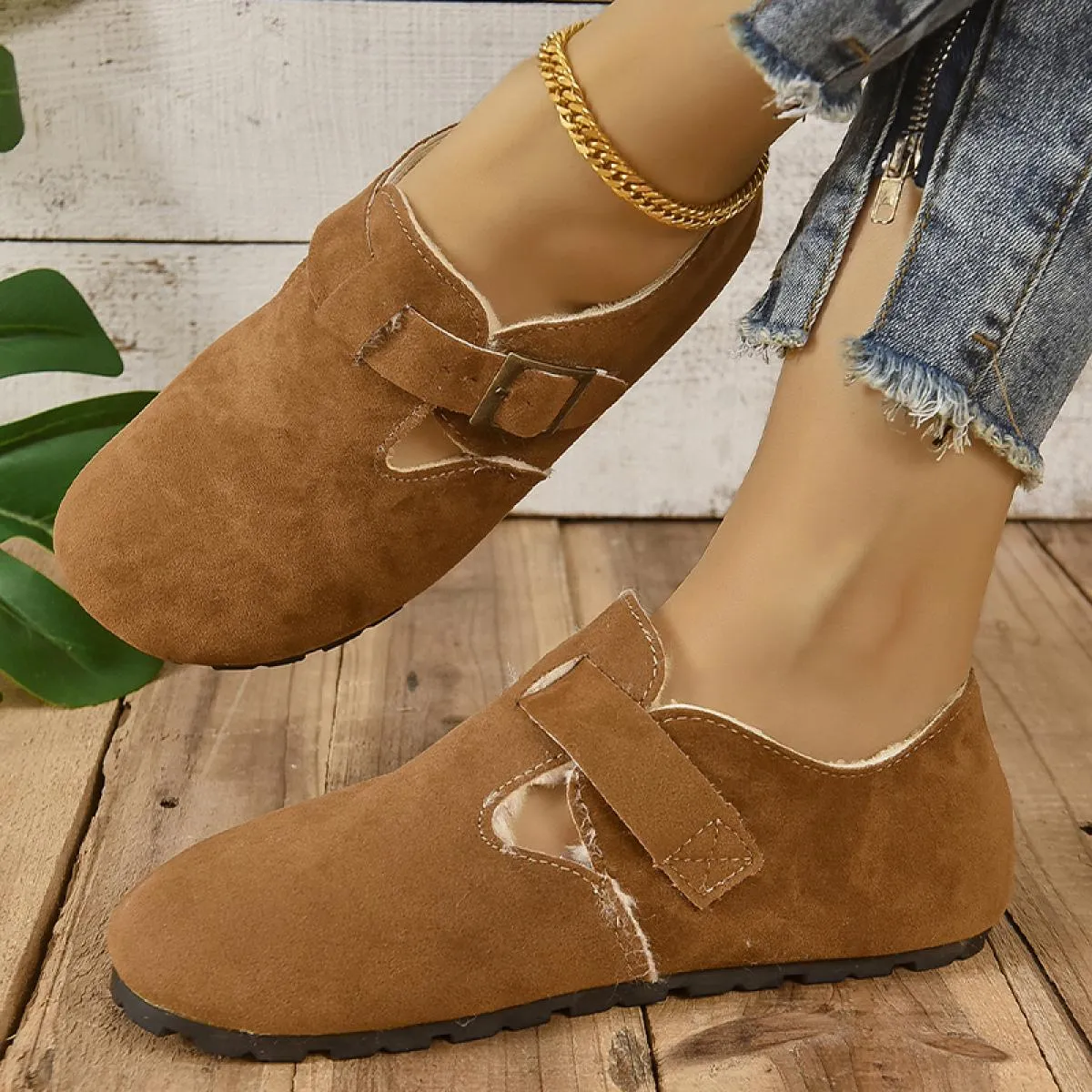 Mocassini in pelle scamosciata Scarpe da donna Stivaletti in pelliccia Stivaletti da neve Casual 2023 Nuovi stivali Chelsea cald