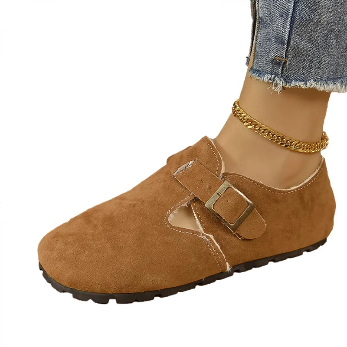 Mocassini in pelle scamosciata Scarpe da donna Stivaletti in pelliccia Stivaletti da neve Casual 2023 Nuovi stivali Chelsea cald