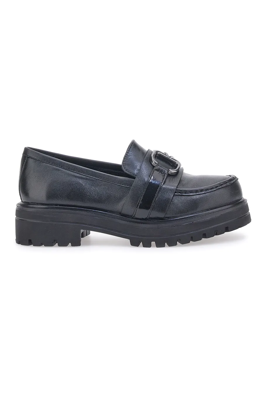 Mocassini Neri in Pelle con Platform Pittarello 14118B