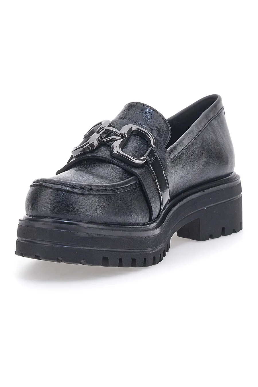 Mocassini Neri in Pelle con Platform Pittarello 14118B