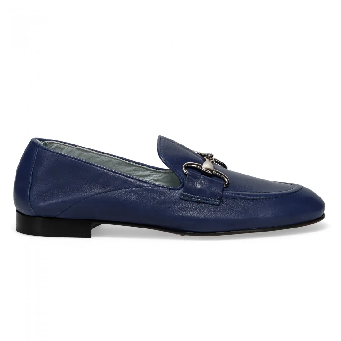 Mocassini Poesie Veneziane blu in pelle con morsetto