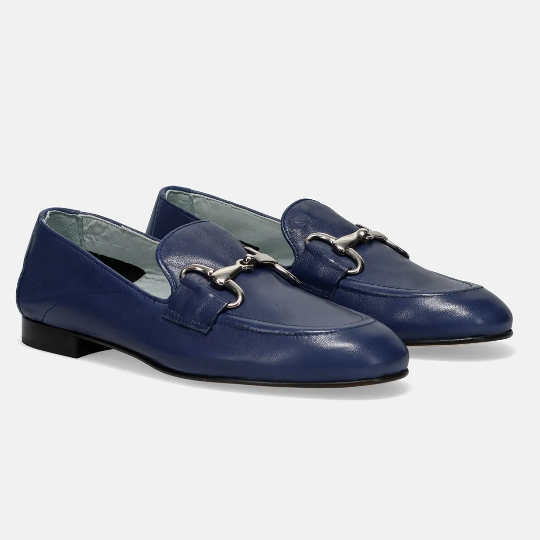 Mocassini Poesie Veneziane blu in pelle con morsetto