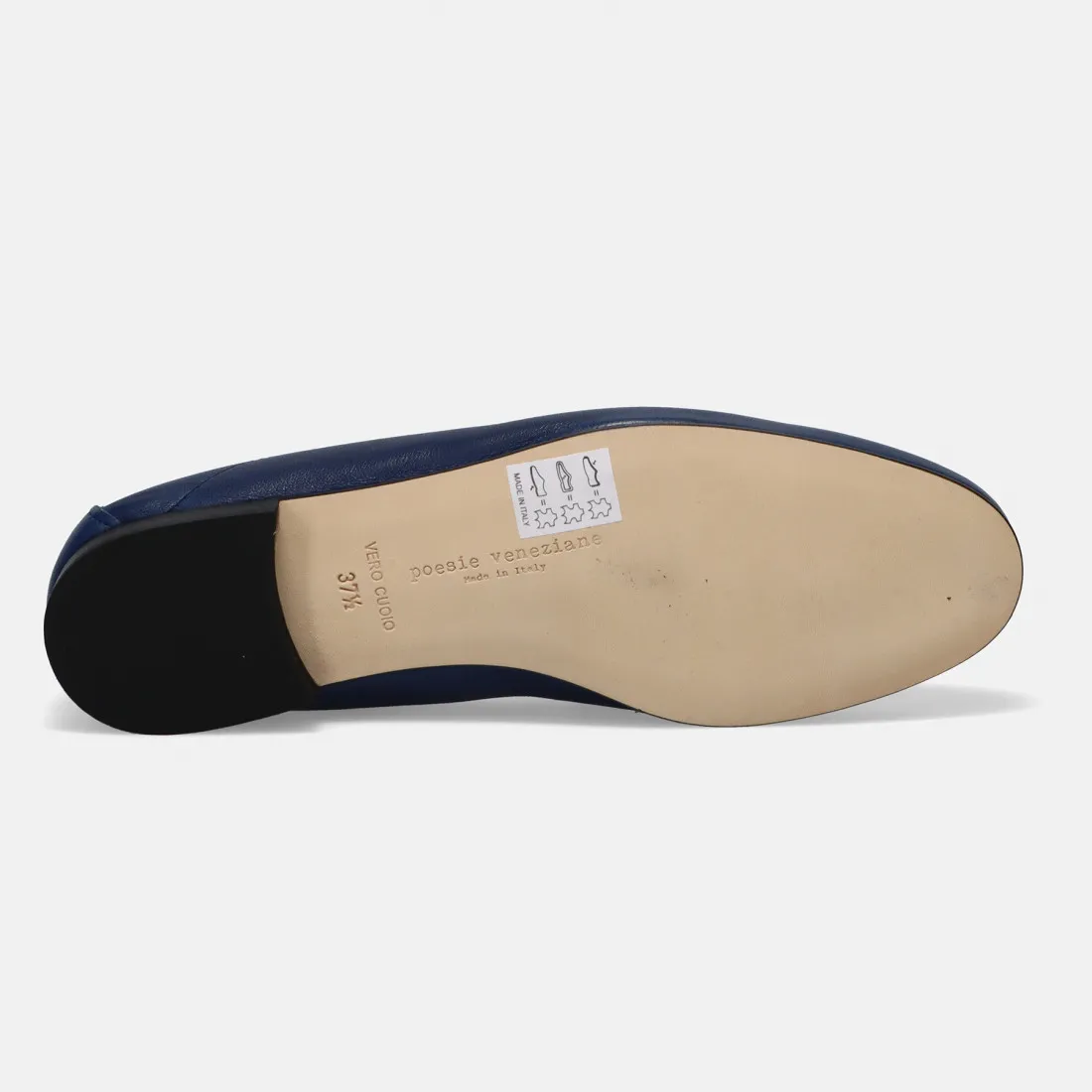 Mocassini Poesie Veneziane blu in pelle con morsetto