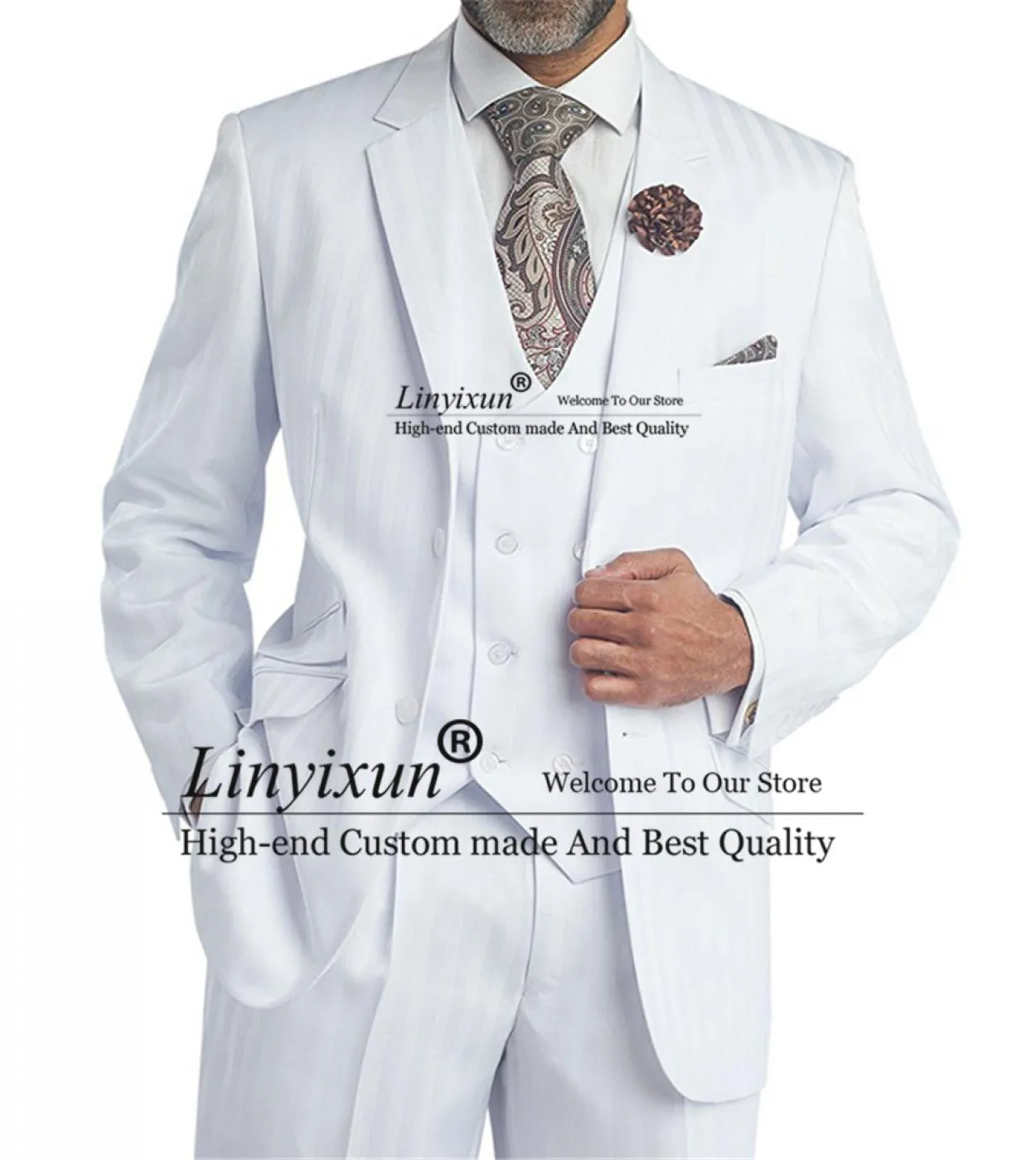 Moda bianco 3 pezzi slim fit abiti da uomo con risvolto a punta ultimo stile per smoking da sposa giacca maschile pantaloni gile