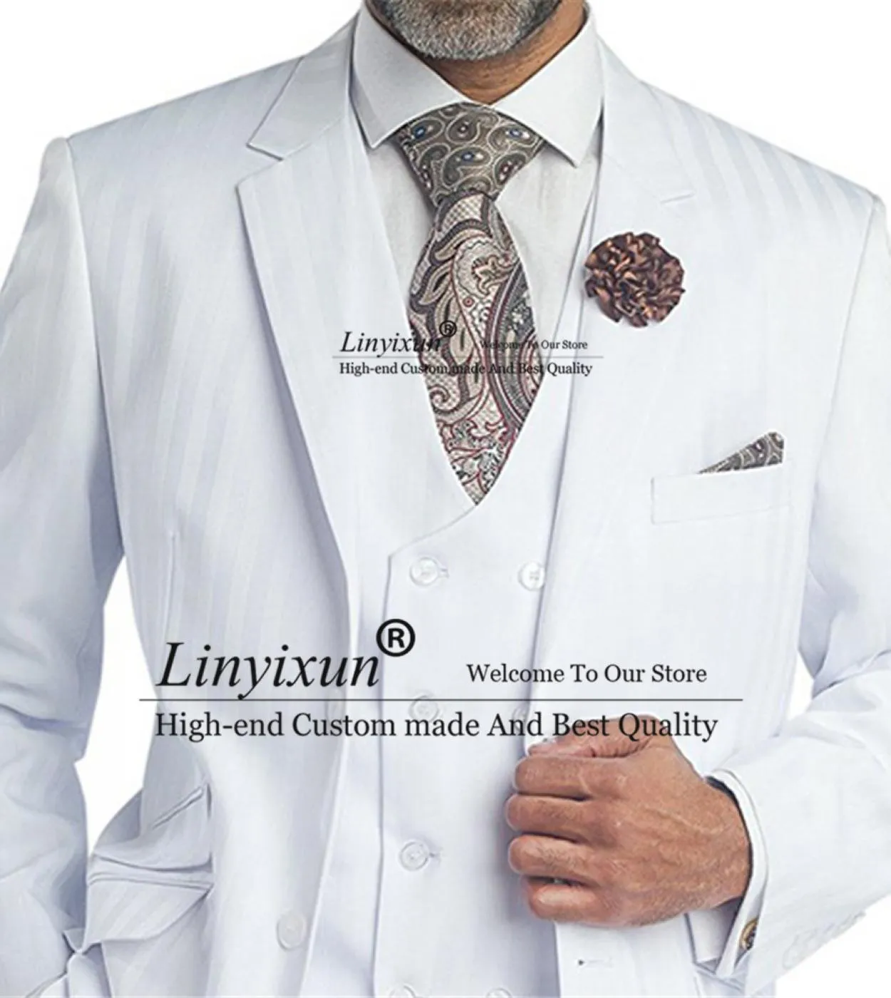 Moda bianco 3 pezzi slim fit abiti da uomo con risvolto a punta ultimo stile per smoking da sposa giacca maschile pantaloni gile