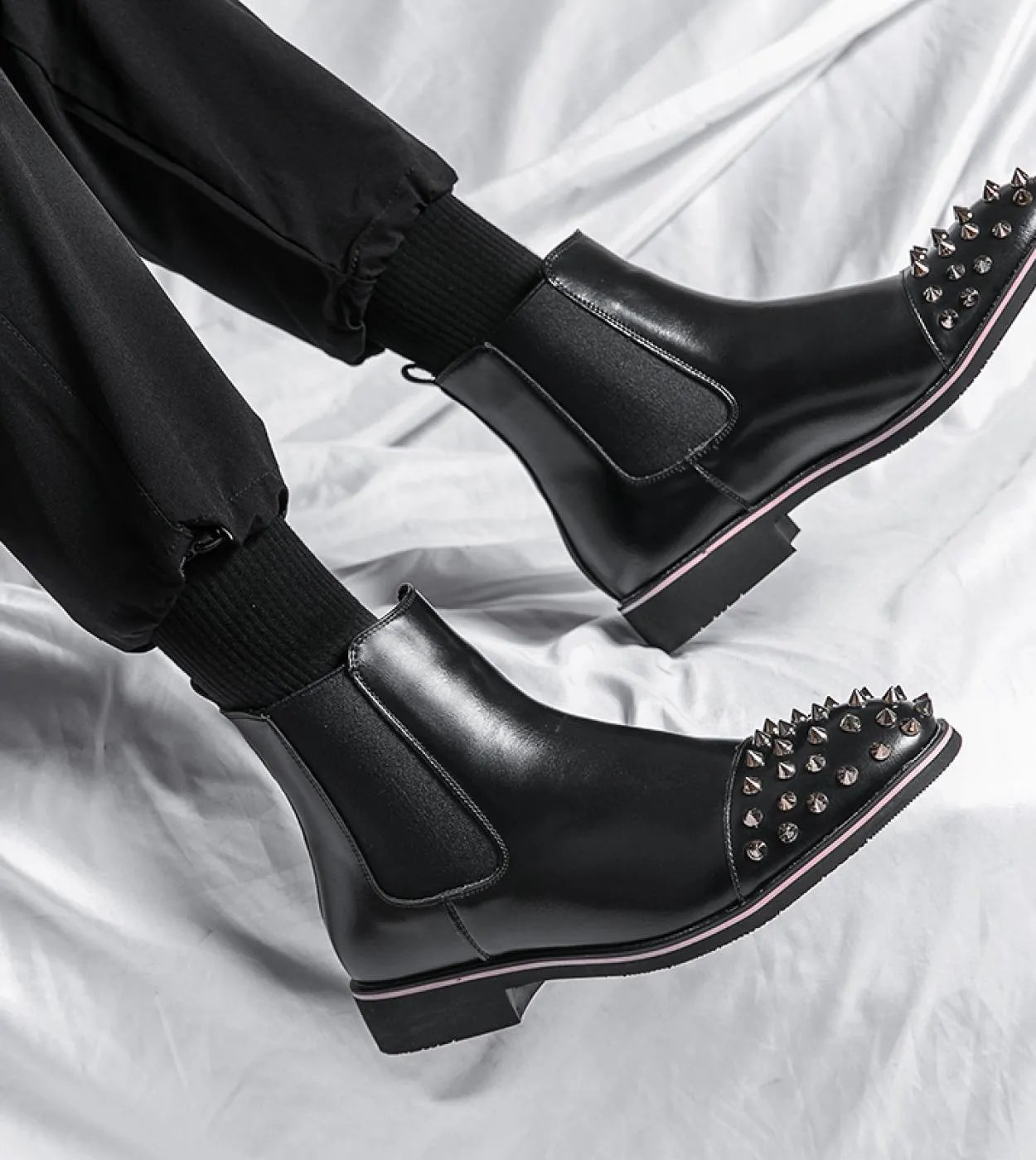 New In Men Stivaletti Chelsea Rivet Punta tonda Slipon Stivaletti marroni da uomo con spedizione gratuita Zapatos Outdoor Hombre