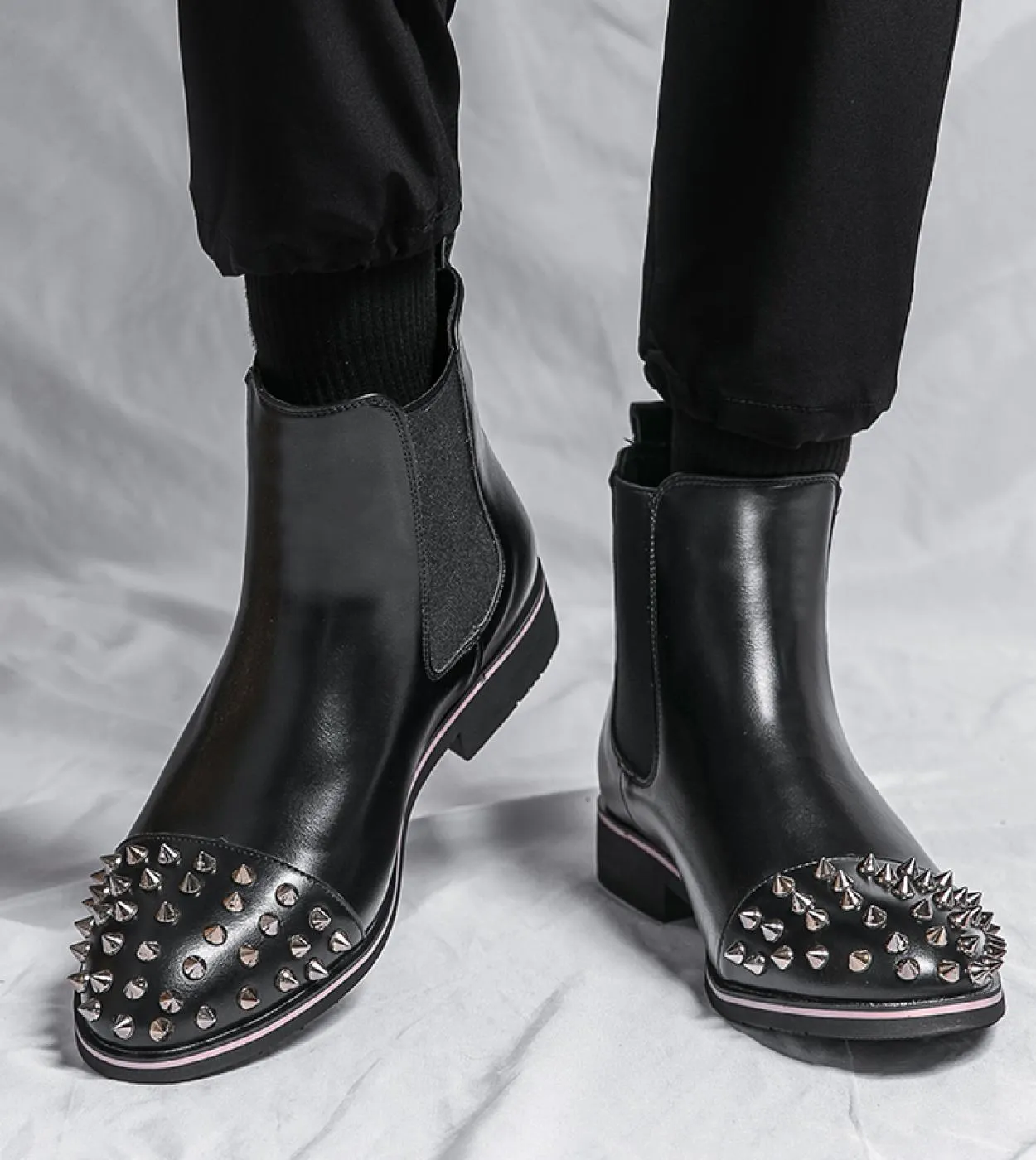 New In Men Stivaletti Chelsea Rivet Punta tonda Slipon Stivaletti marroni da uomo con spedizione gratuita Zapatos Outdoor Hombre