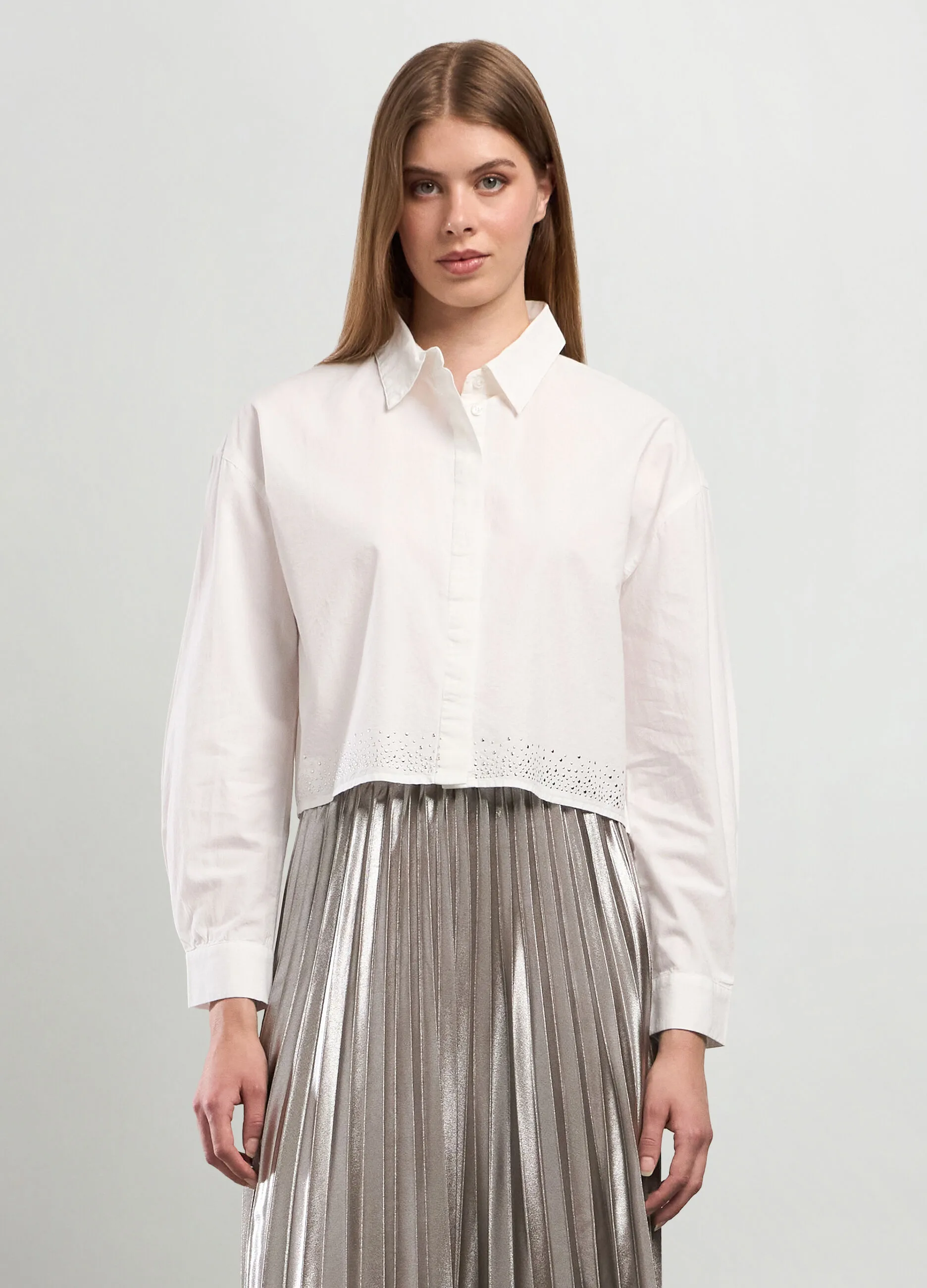 NICE & CHIC  Camicia in puro cotone con strass donna