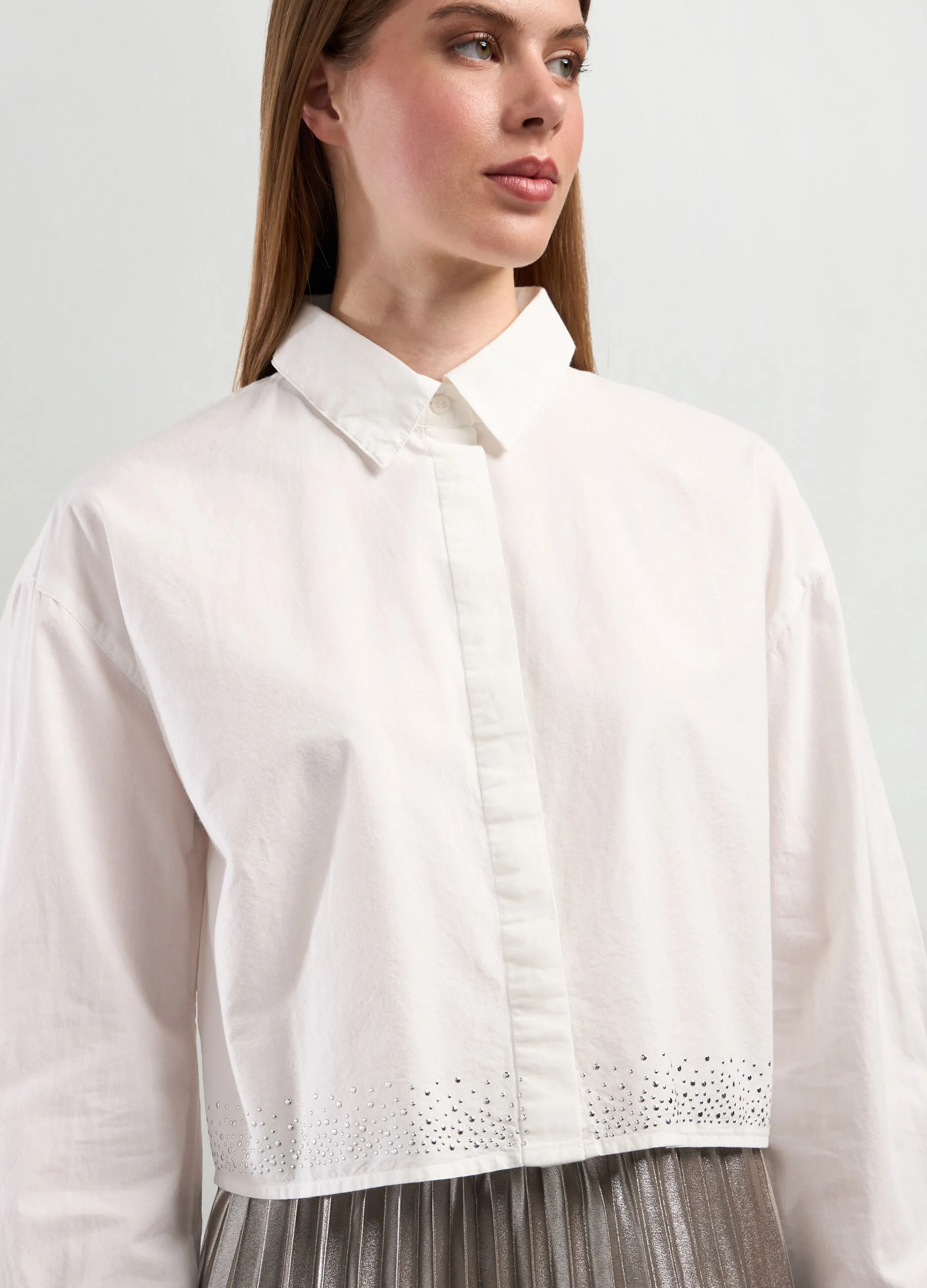NICE & CHIC  Camicia in puro cotone con strass donna