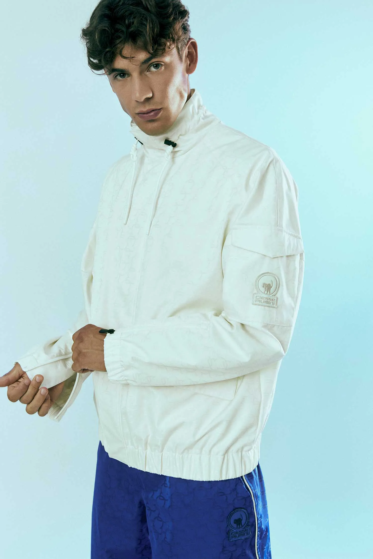 OCEAN – Giacca blu full zip in jacquard
