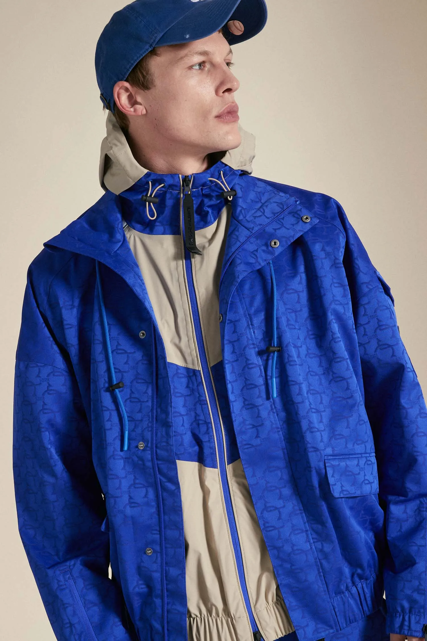 OCEAN – Giacca blu full zip in jacquard