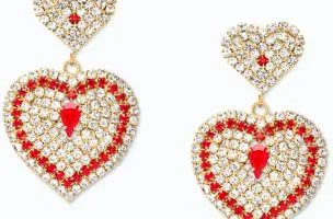 Orecchini eleganti con diamanti decorativi, rossi