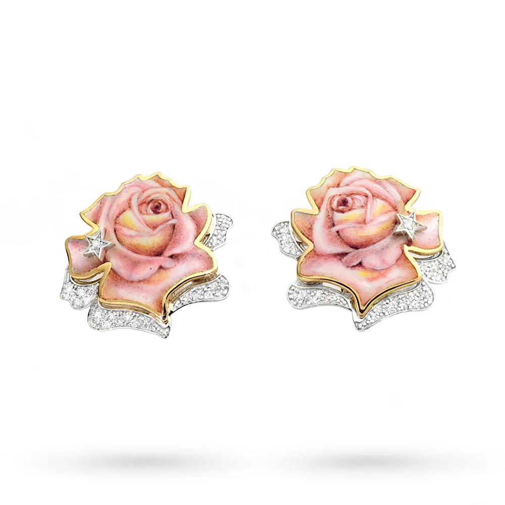Orecchini Gabriella Rivalta Rosaluce oro bianco 18kt diamanti