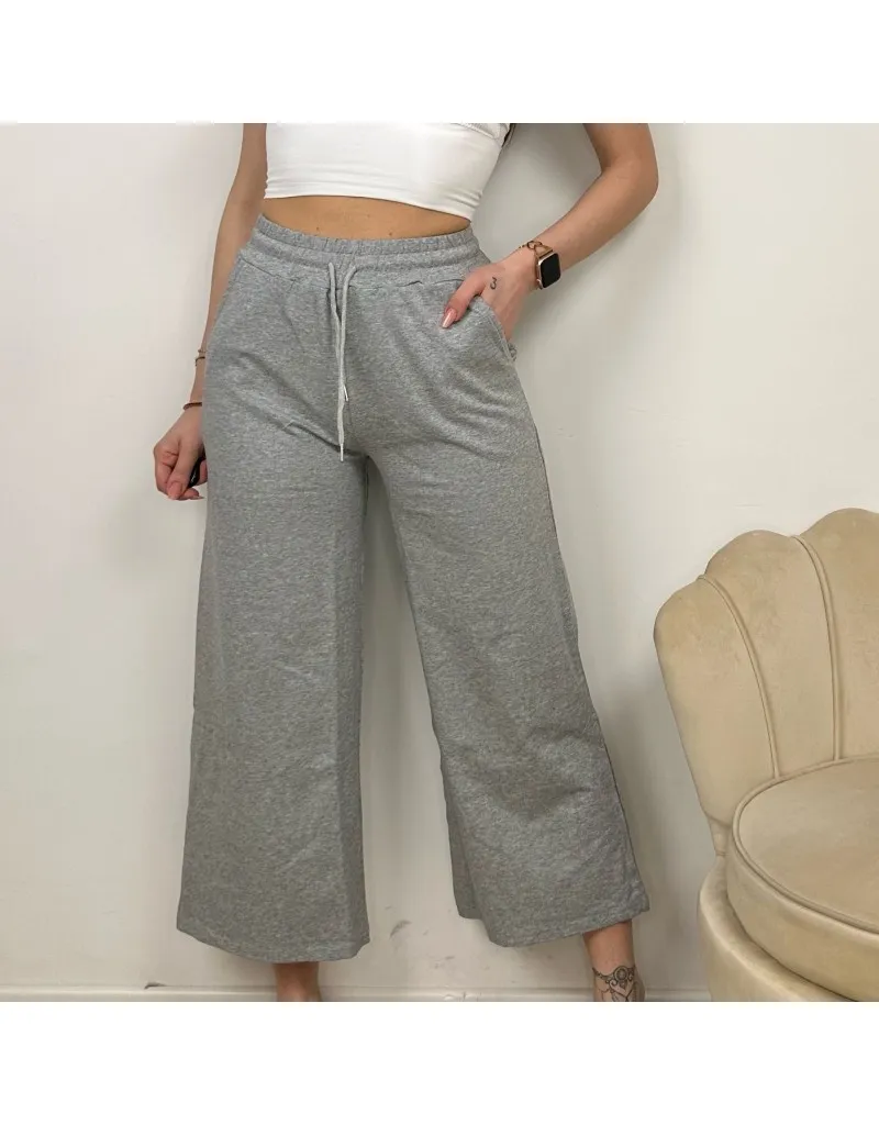 PANTAFITNESS WIDE LEG GRIGIO