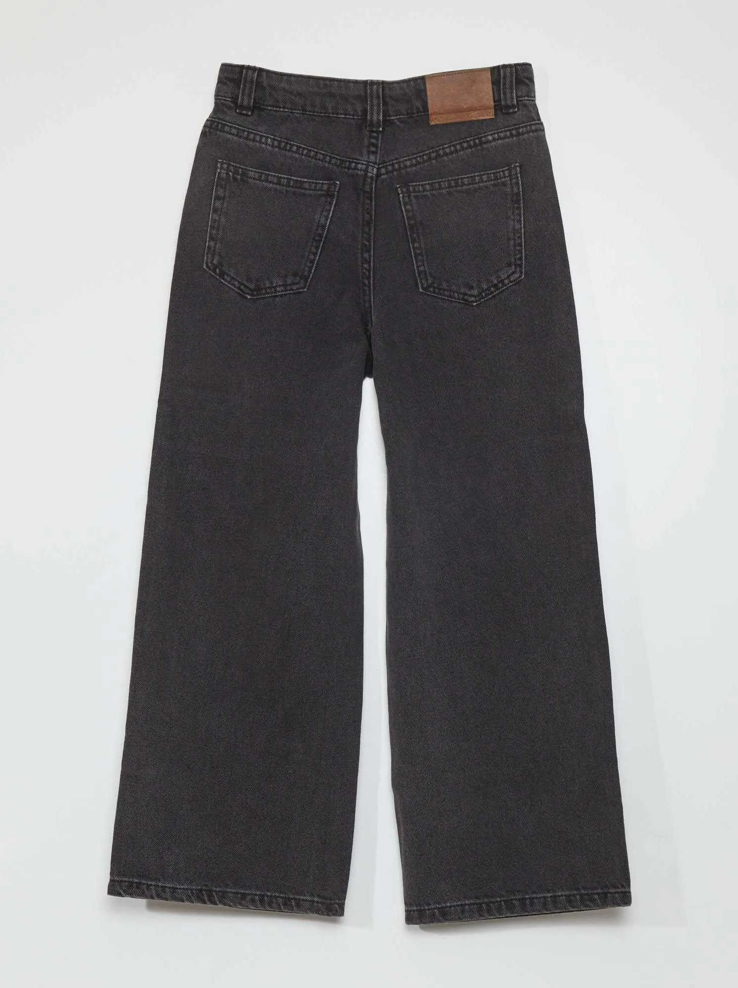 Pantaloni in denim wide leg con strass - GRIGIO