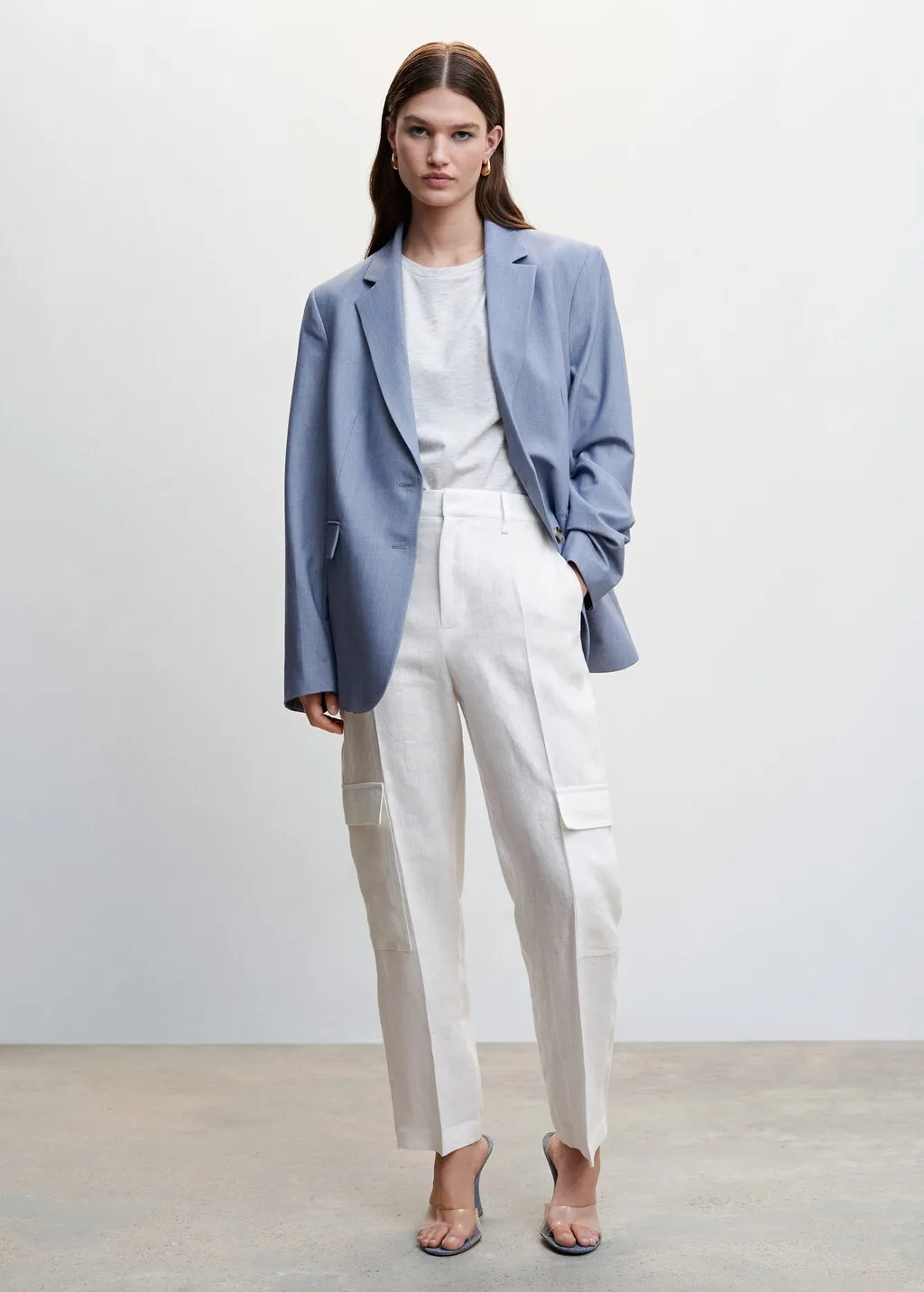 Pantaloni lino stile cargo