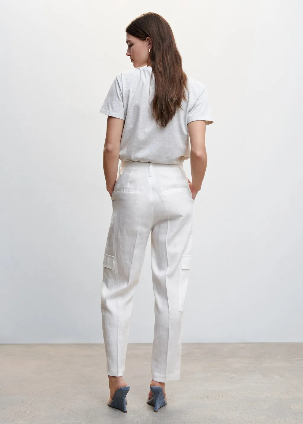 Pantaloni lino stile cargo