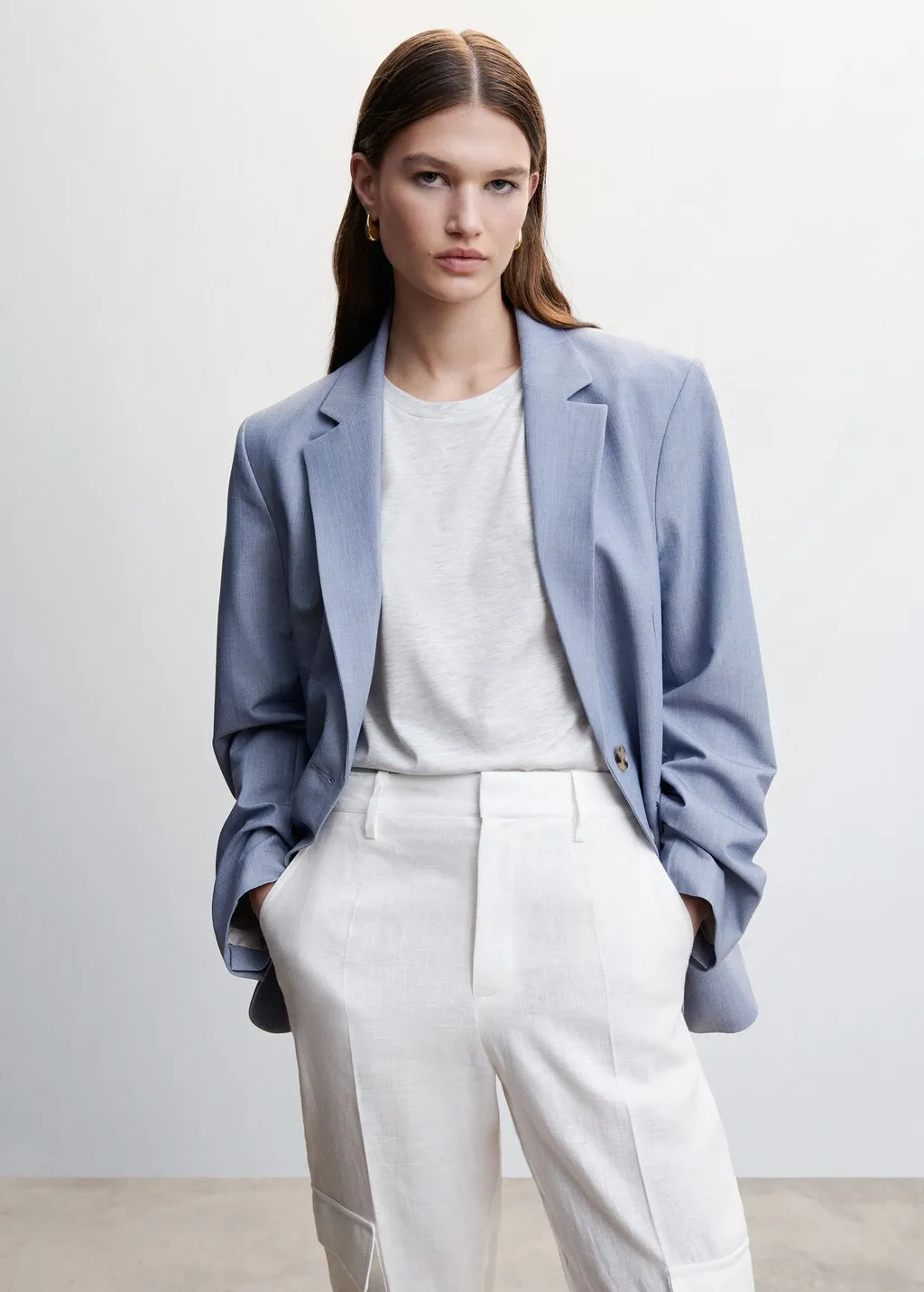 Pantaloni lino stile cargo