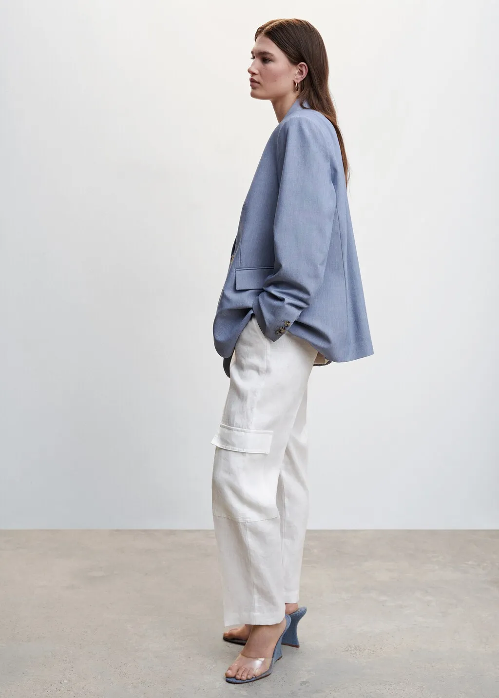 Pantaloni lino stile cargo