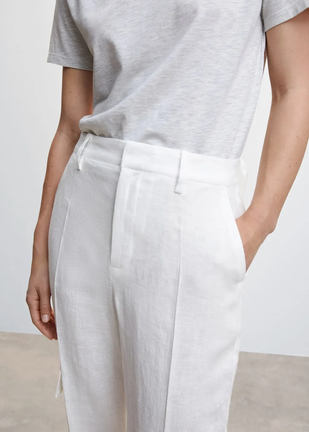Pantaloni lino stile cargo