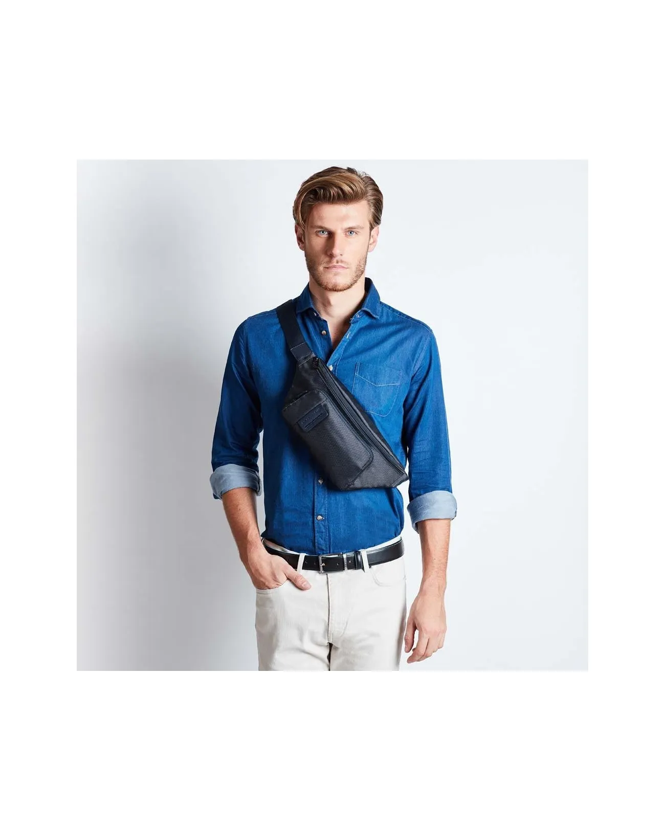 Piquadro Marsupio Uomo in pelle e tessuto Pulse P16 - CA2174P16 | Studioarch.com