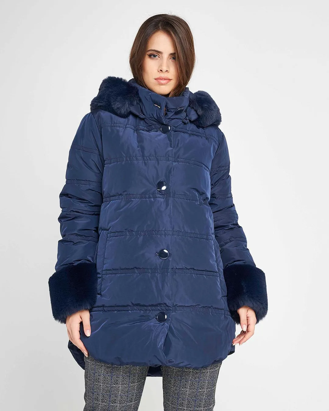 Piumino pelliccia LIGHT BLUE