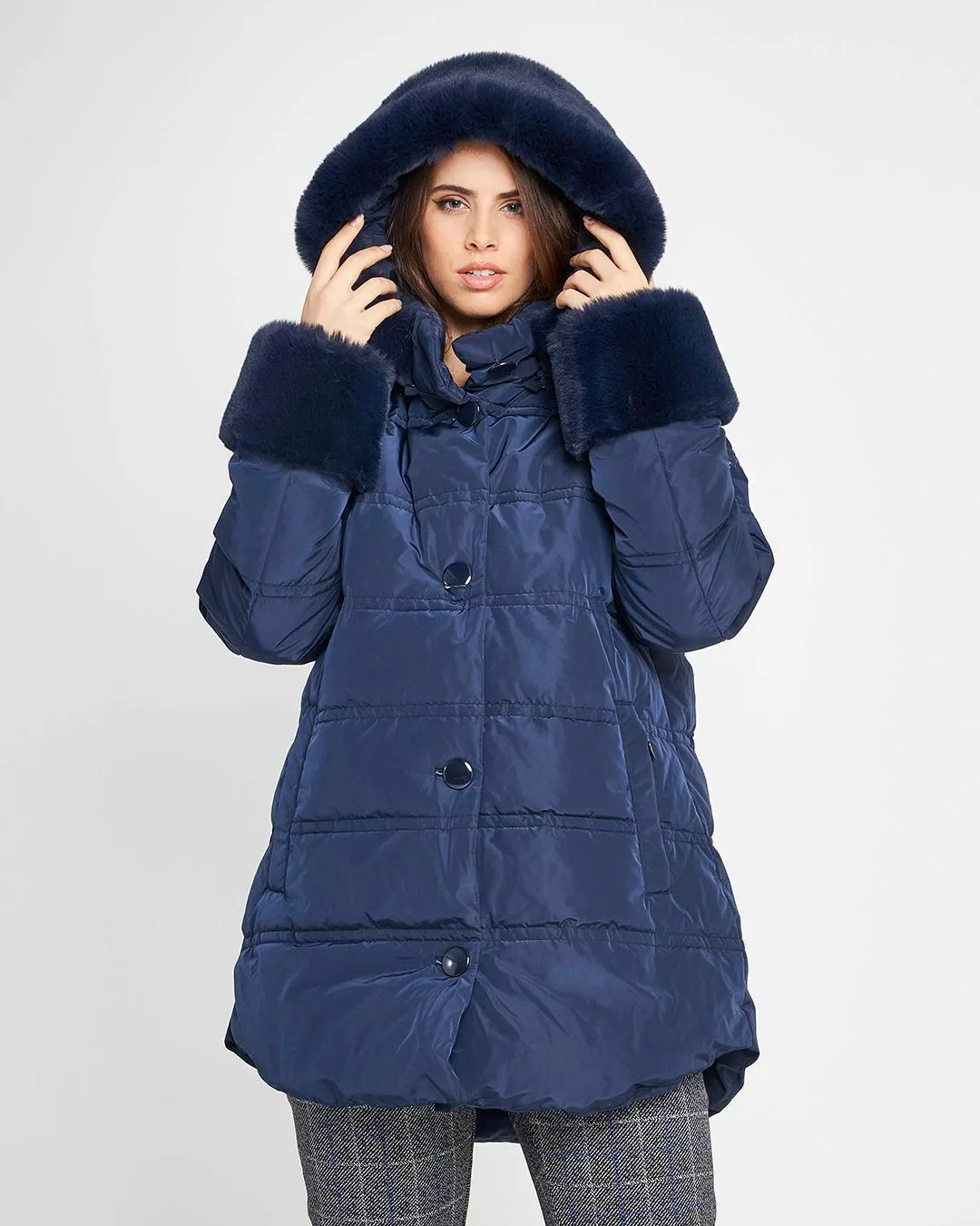 Piumino pelliccia LIGHT BLUE