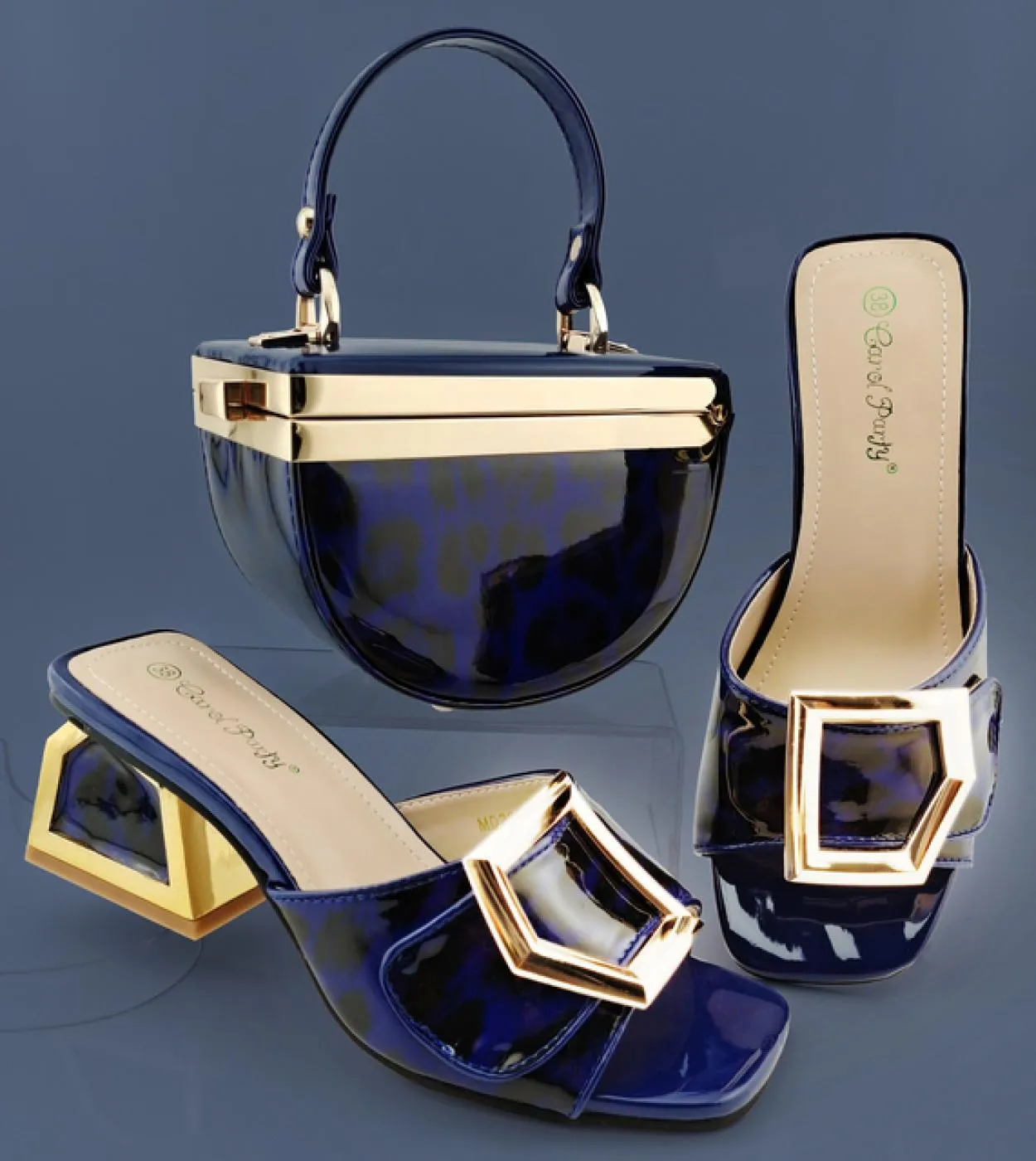 Qsgfc Scarpe e borsa da donna in pelle verniciata per scarpe da donna alla moda da festa Materiale fodera in PU Pompe di colloca