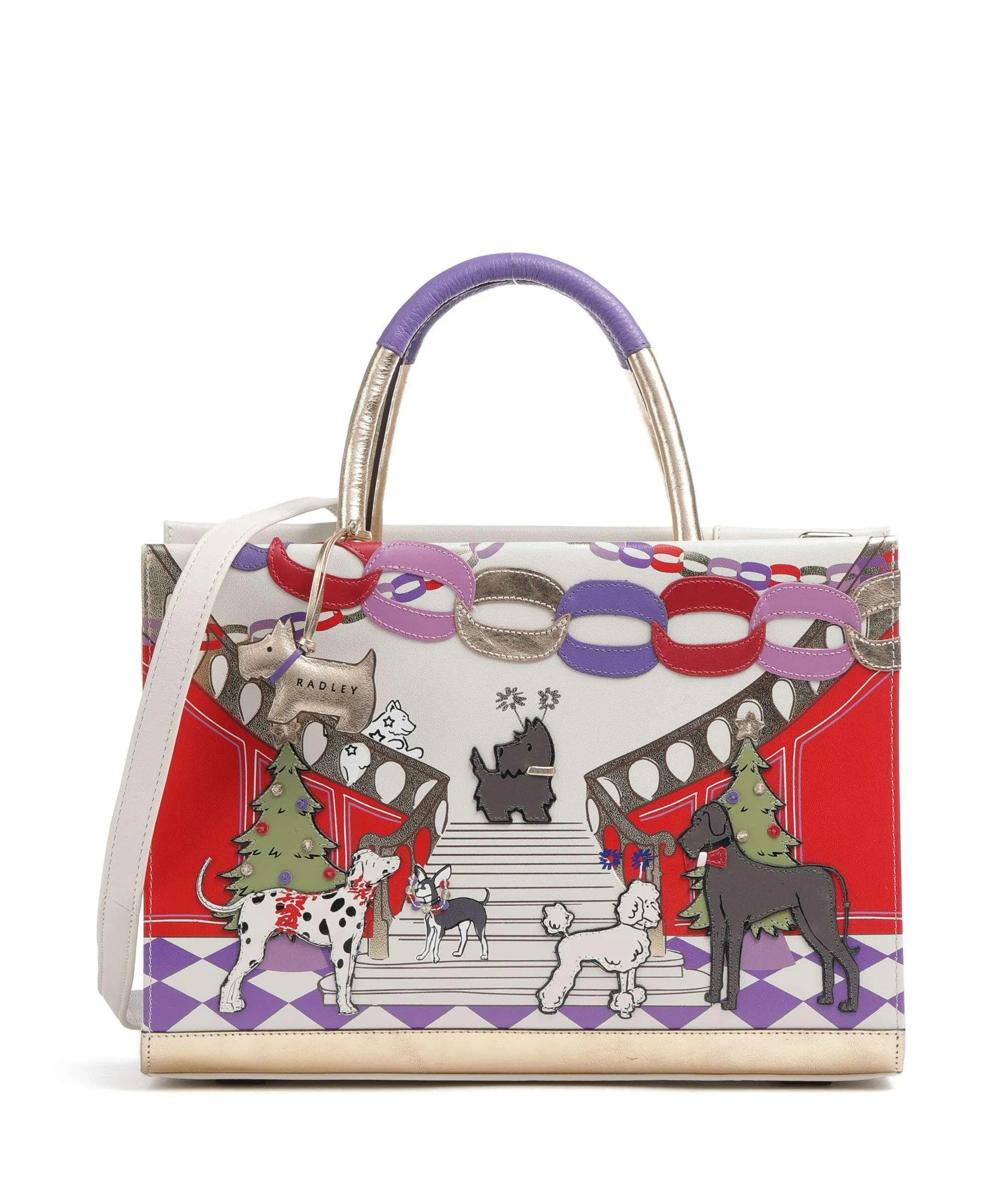  Radley London Picture Party Pals Borsa a mano pelle di vacchetta finemente grana avorio  