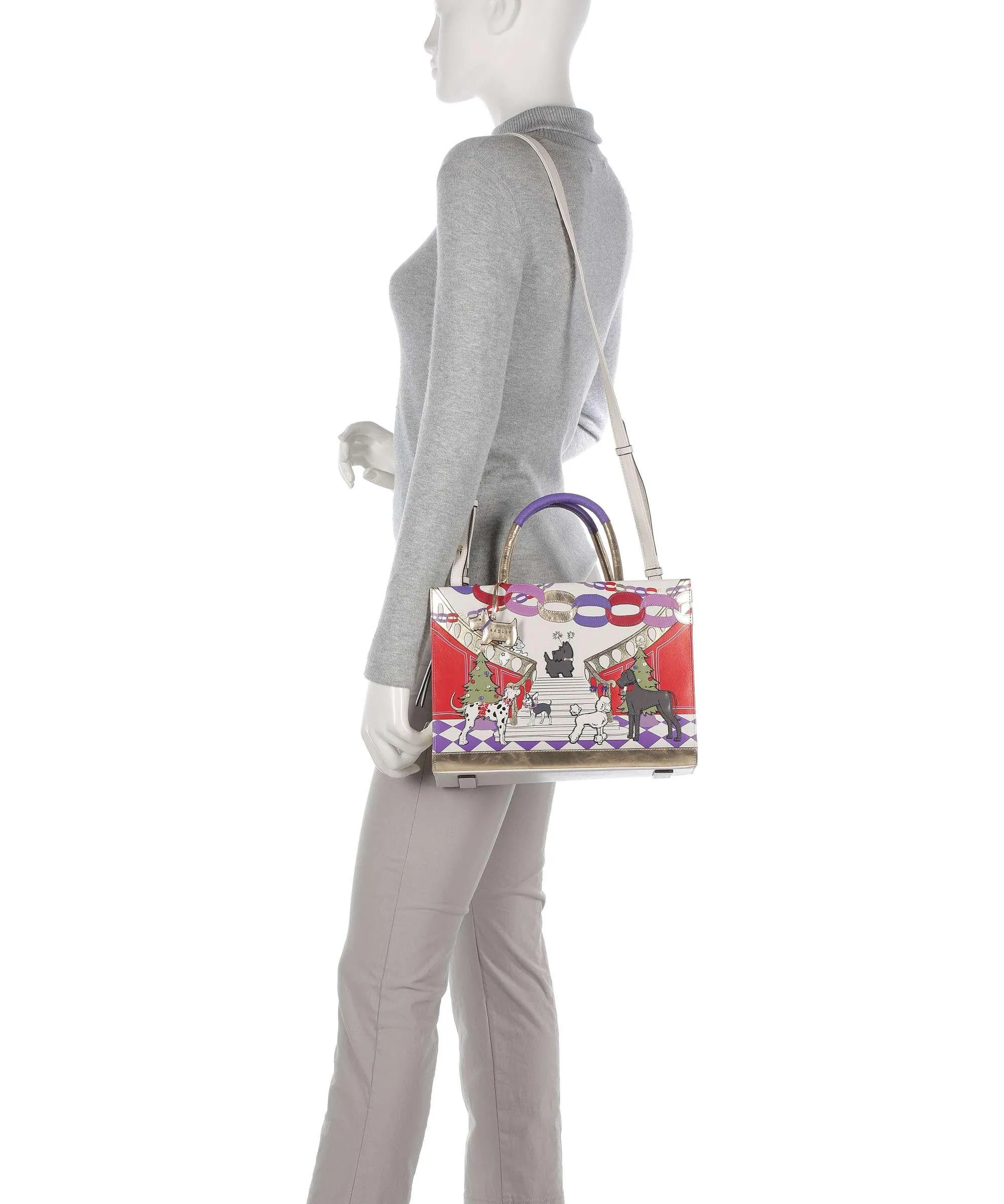  Radley London Picture Party Pals Borsa a mano pelle di vacchetta finemente grana avorio  