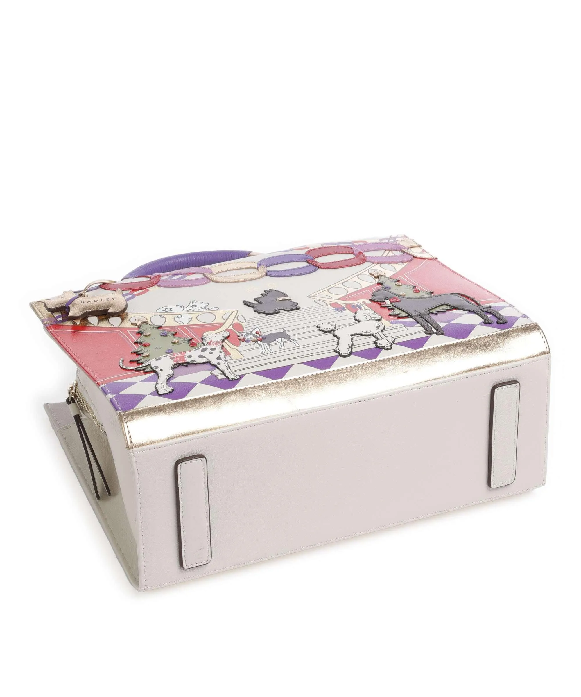  Radley London Picture Party Pals Borsa a mano pelle di vacchetta finemente grana avorio  
