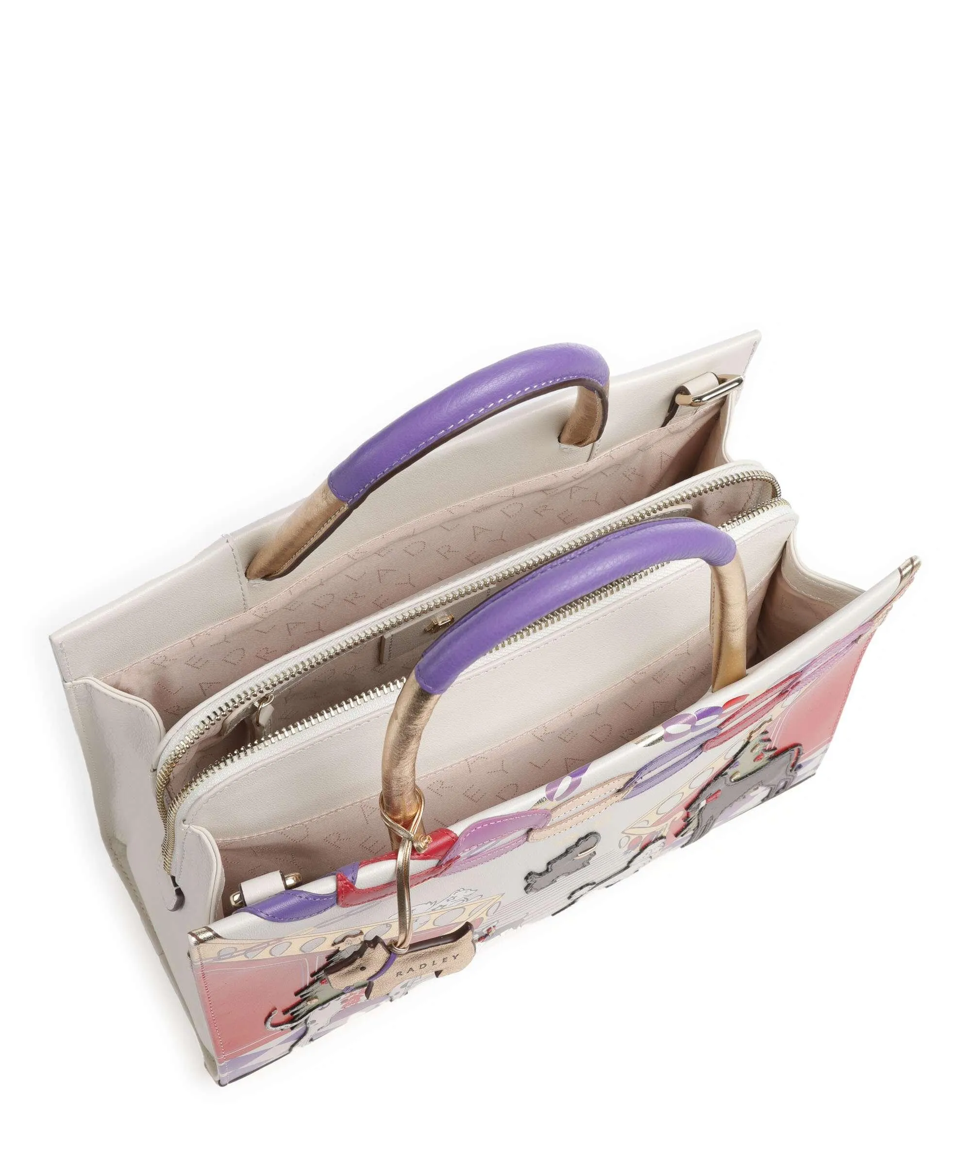  Radley London Picture Party Pals Borsa a mano pelle di vacchetta finemente grana avorio  