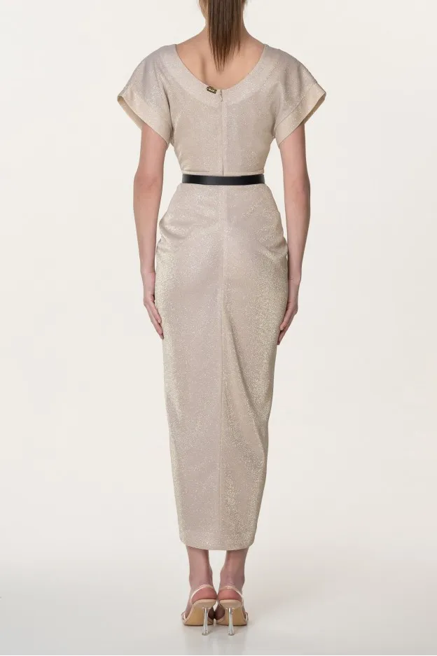 Rhea Costa Daphne Gold Island Jersey Ankle Length Dress
