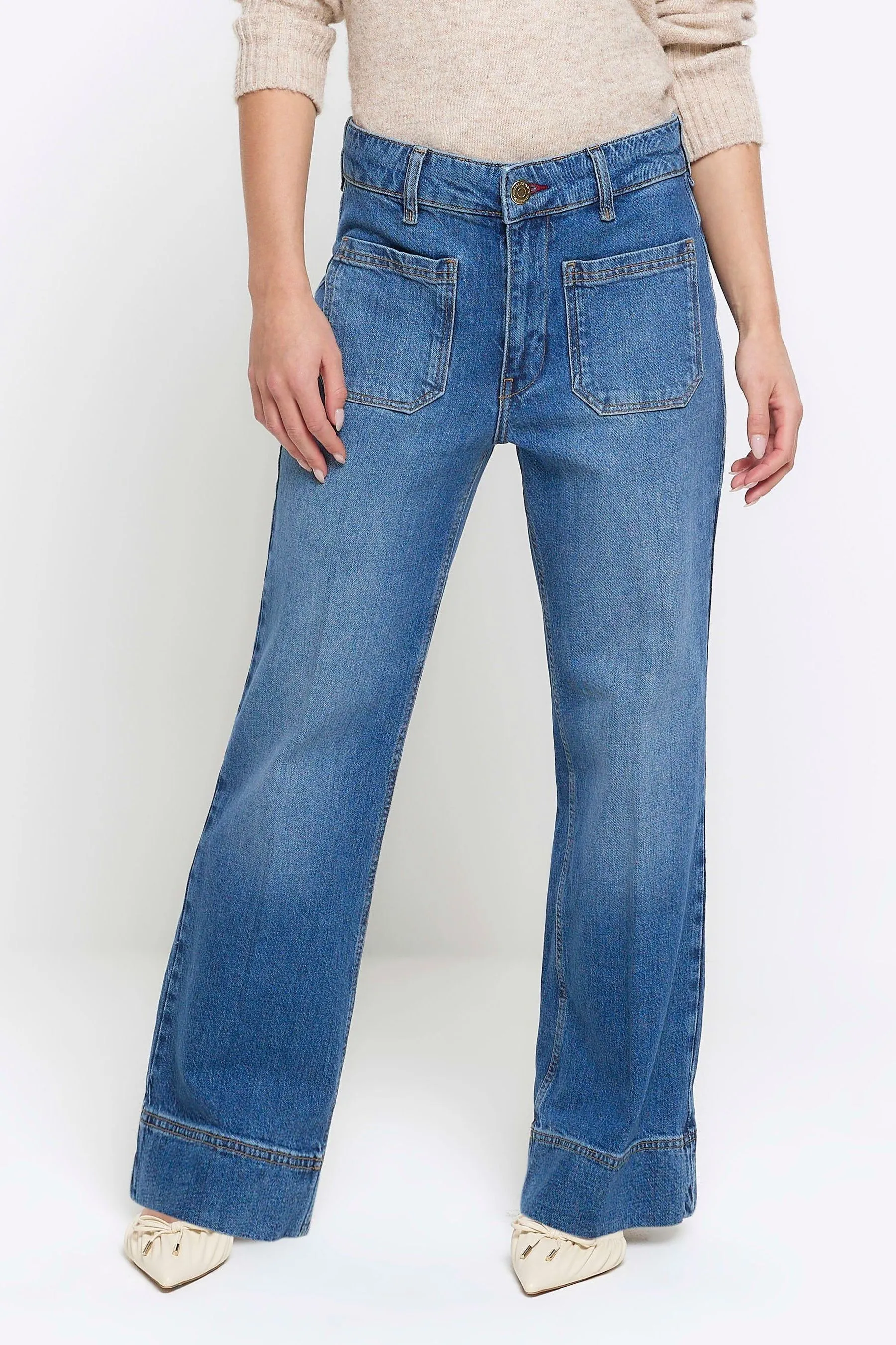 River Island - Jeans a zampa a vita alta    