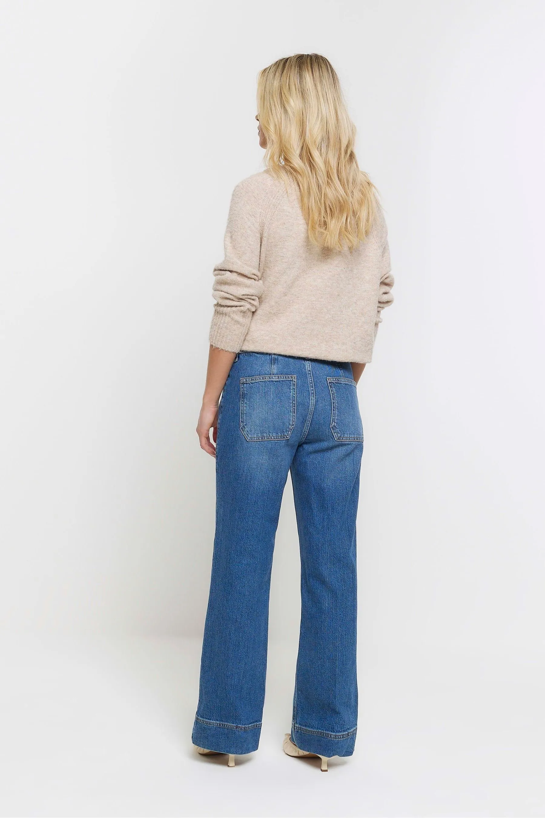 River Island - Jeans a zampa a vita alta    