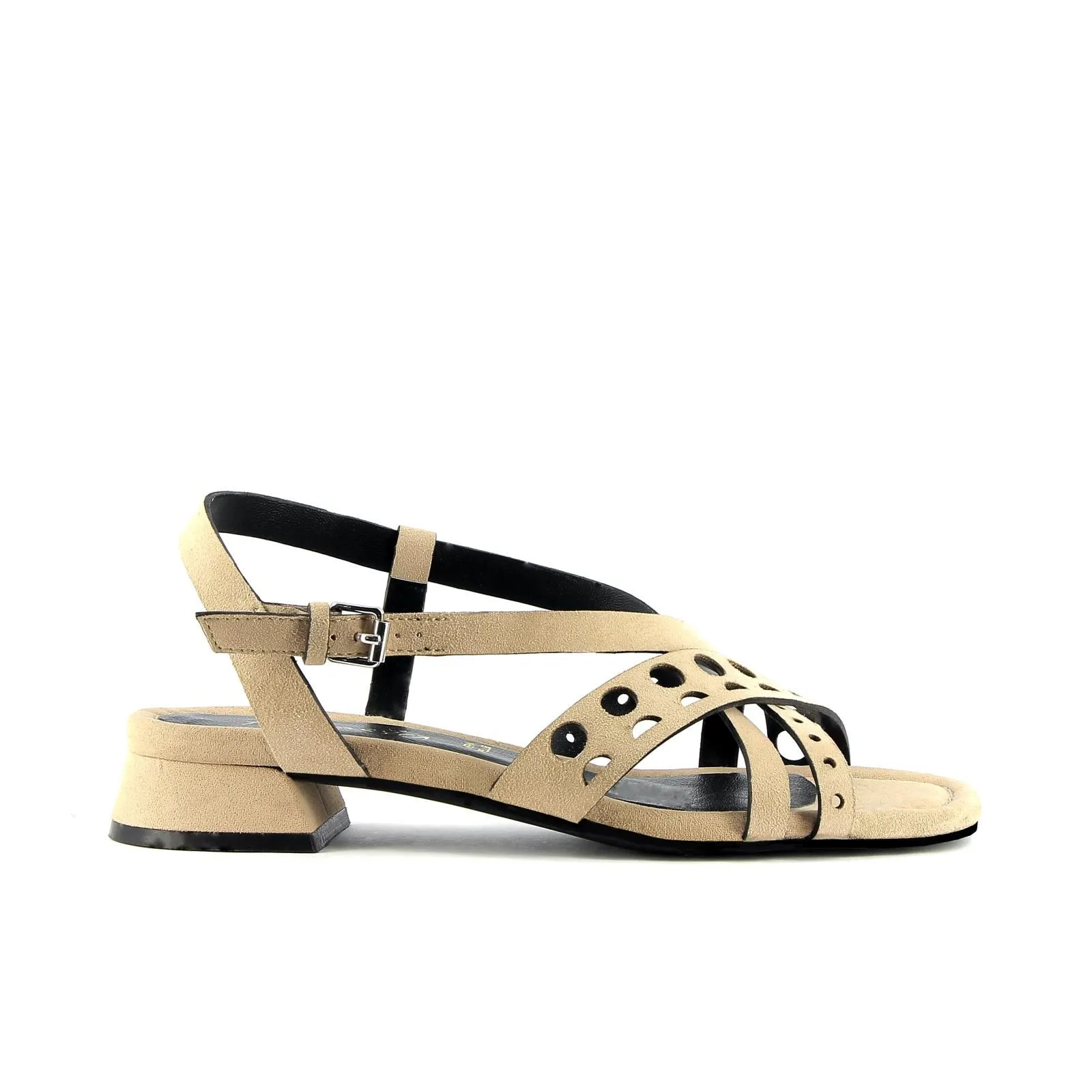 Sandali beige con tacco basso