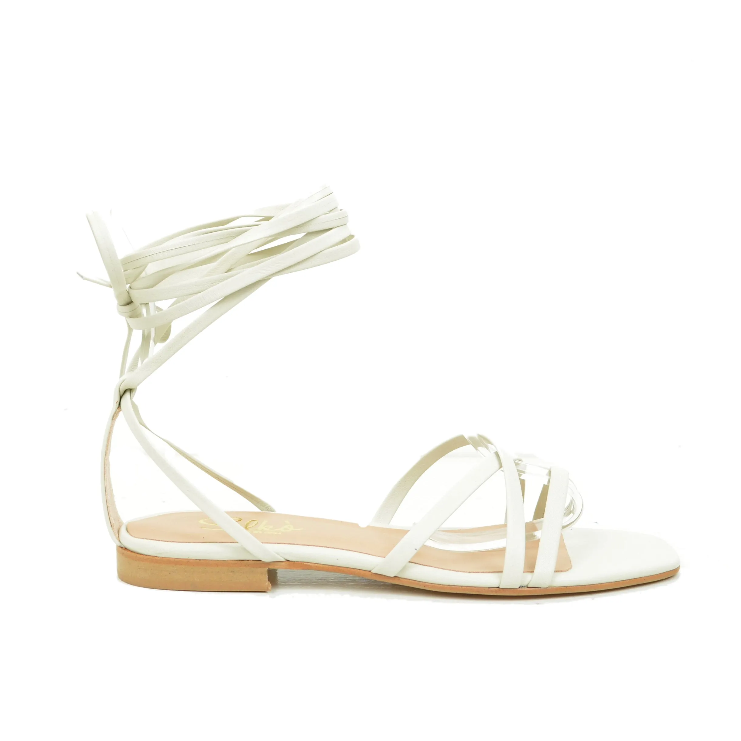 Sandali Donna Bianchi alla Schiava con Fascette in Pelle