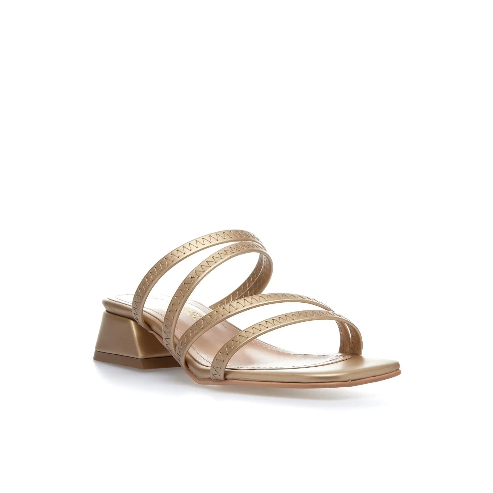 Sandali oro con tacco basso