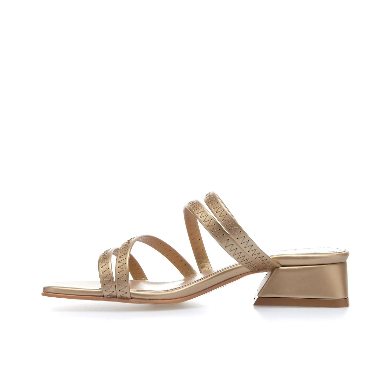 Sandali oro con tacco basso