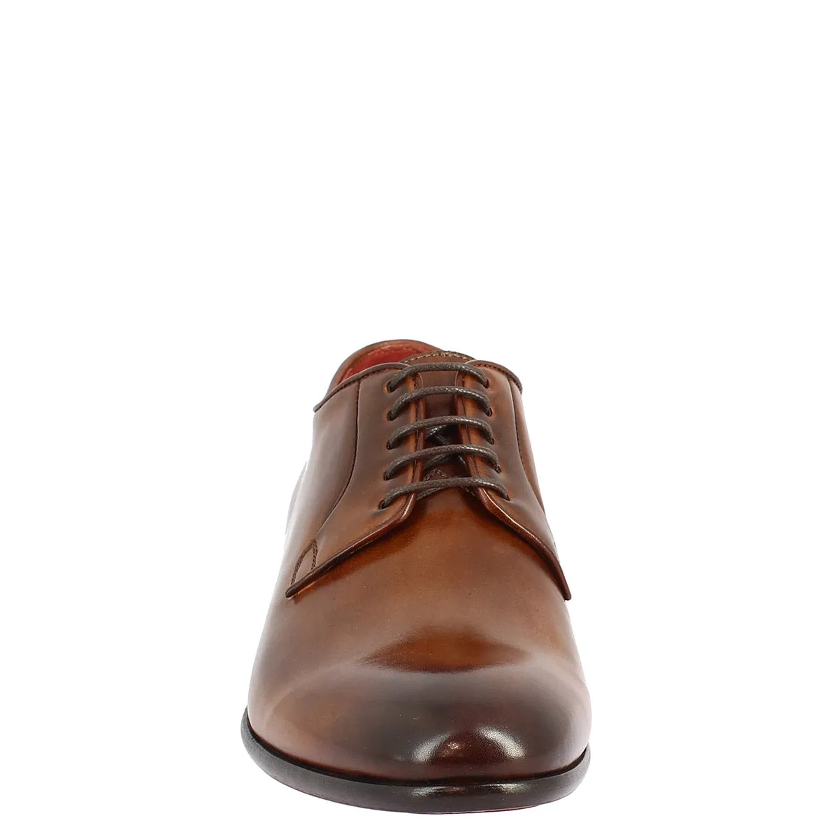 Scarpe da uomo stringate fatte a mano in pelle brandy