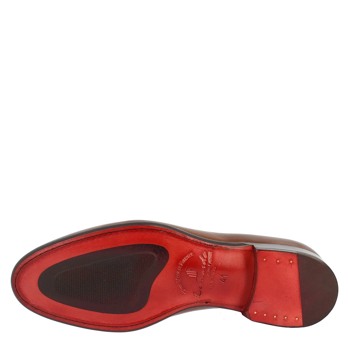 Scarpe da uomo stringate fatte a mano in pelle brandy