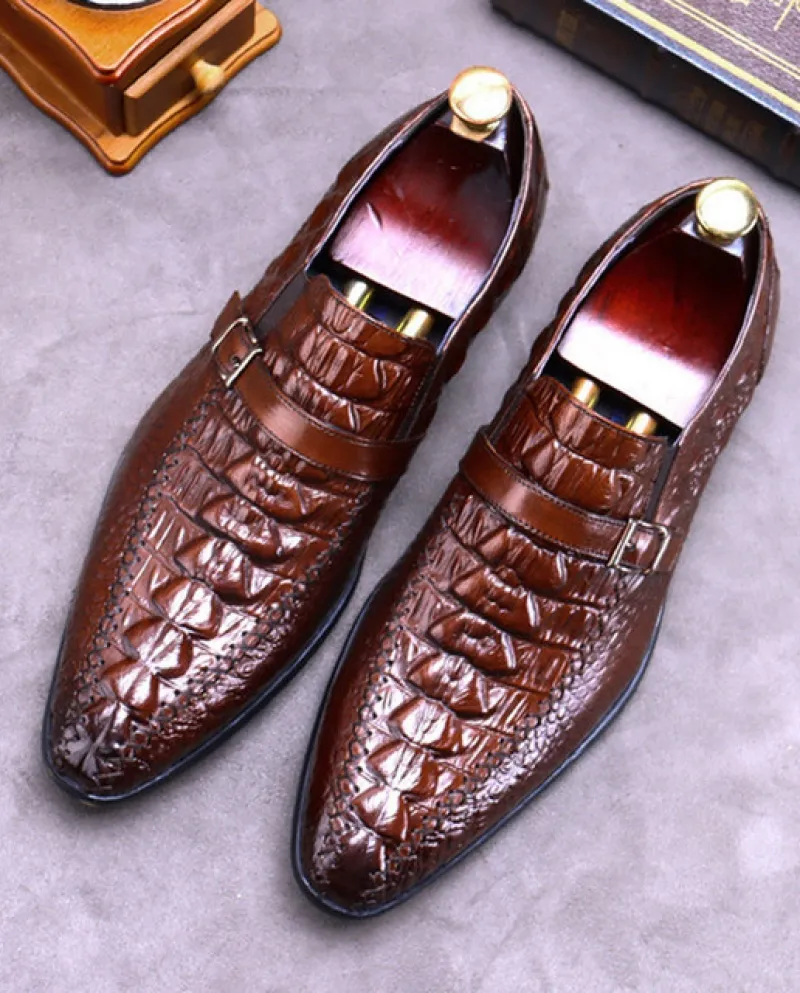 Scarpe formali da uomo autunno Scarpe oxford in coccodrillo in vera pelle per uomo Scarpe da sposa nere Scarpe eleganti in pelle