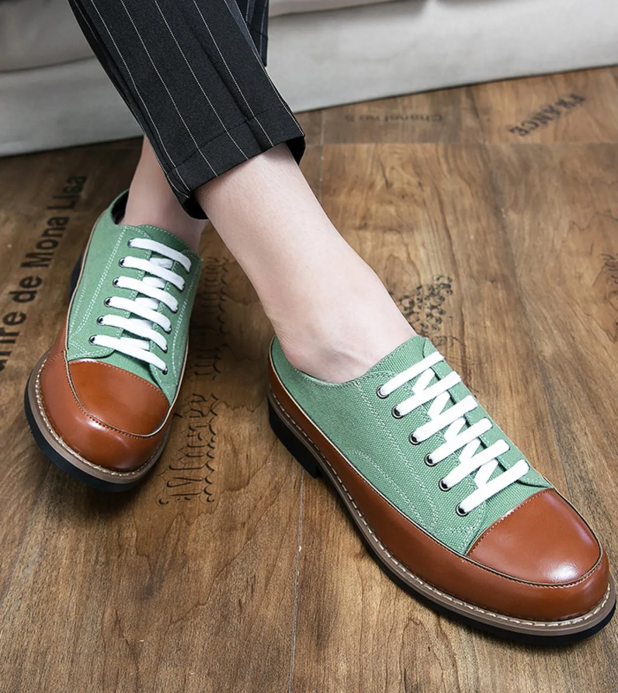Scarpe Oxford Suole spesse Fashion Color Blocking Casual Scarpe stringate con tacco basso Scarpe in pelle Premium Casual Reggise