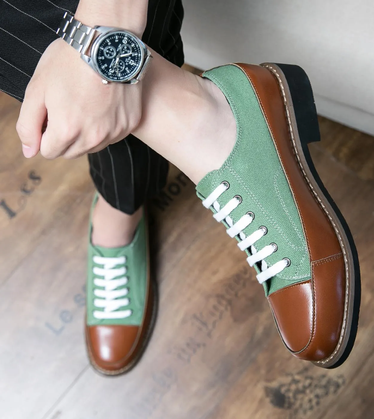 Scarpe Oxford Suole spesse Fashion Color Blocking Casual Scarpe stringate con tacco basso Scarpe in pelle Premium Casual Reggise