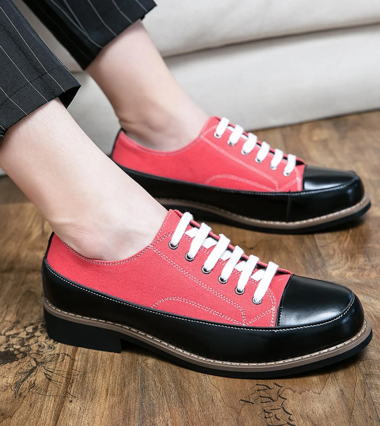 Scarpe Oxford Suole spesse Fashion Color Blocking Casual Scarpe stringate con tacco basso Scarpe in pelle Premium Casual Reggise