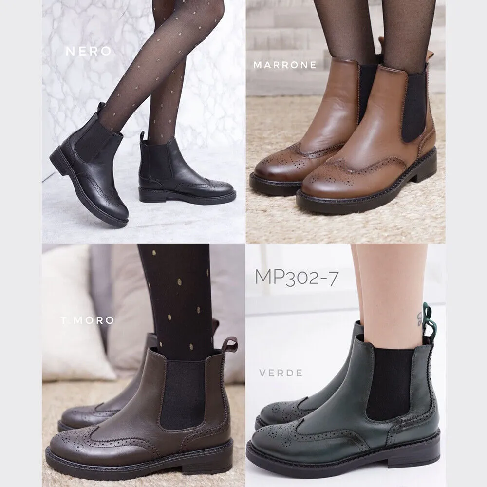 Scarpe Scarponcini Stivaletti Chelsea Oxford Derby da Donna MP302-7 nero marrone