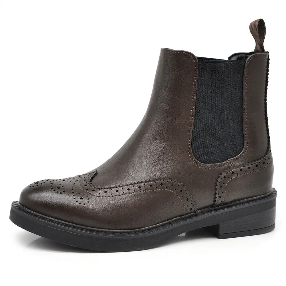 Scarpe Scarponcini Stivaletti Chelsea Oxford Derby da Donna MP302-7 nero marrone