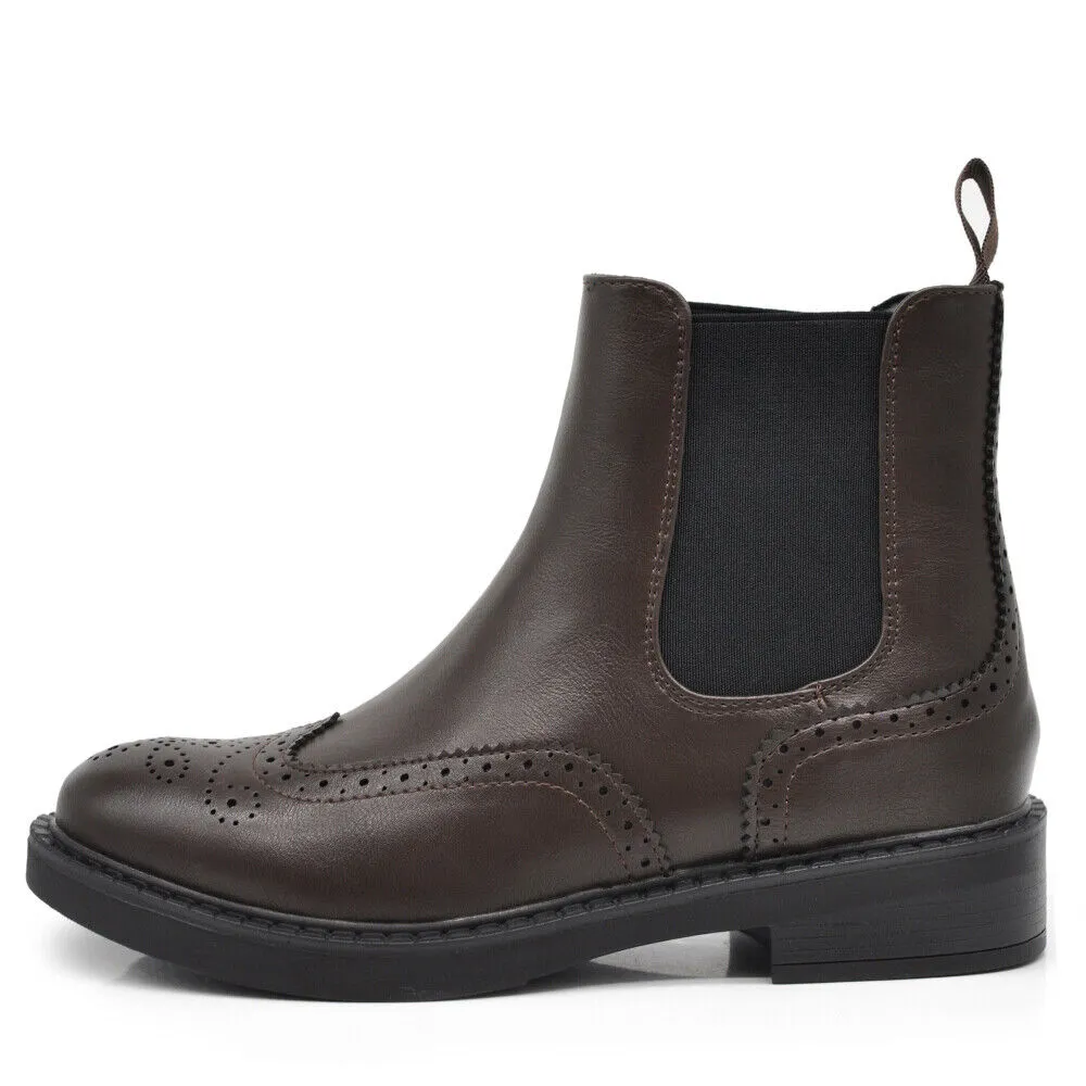 Scarpe Scarponcini Stivaletti Chelsea Oxford Derby da Donna MP302-7 nero marrone